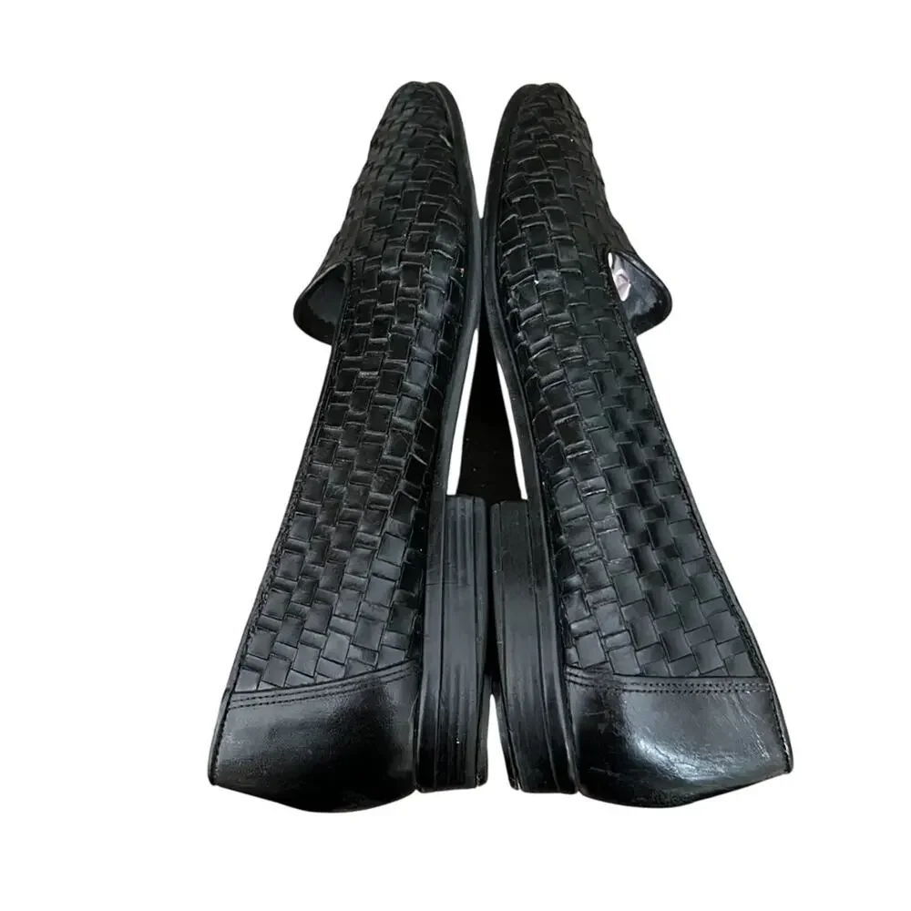 Trotters Womens Liz Slip-On Loafer Size 9.5 N Black Leather Basket Weave Career